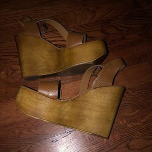 Steve Madden Leather wooden wedges size 39
